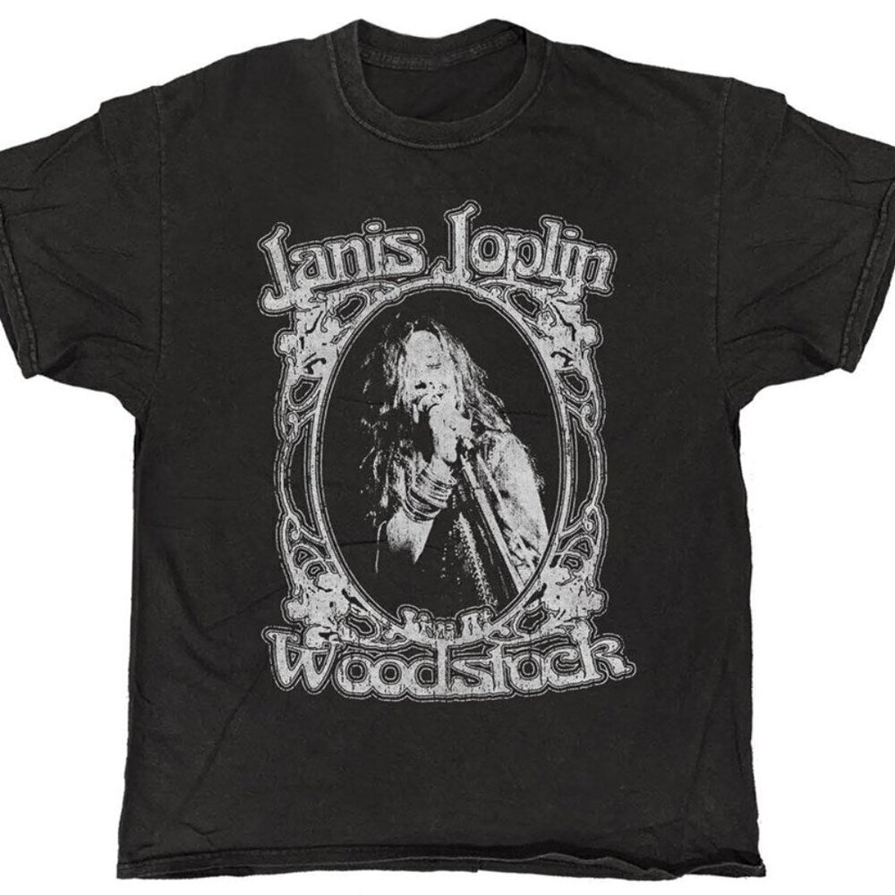 Janis Joplin Woodstock Retro Style Rock Graphic Unisex T-Shirt .